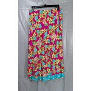 Usindo Floral Layered Midi to Maxi Skirt LG Multicolor Flowy Feminine Ruffle